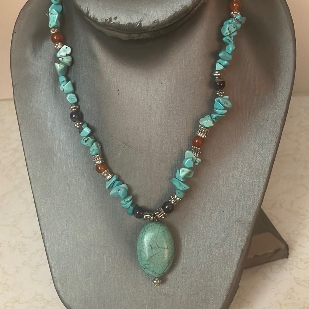 Turquoise like Beaded Necklace